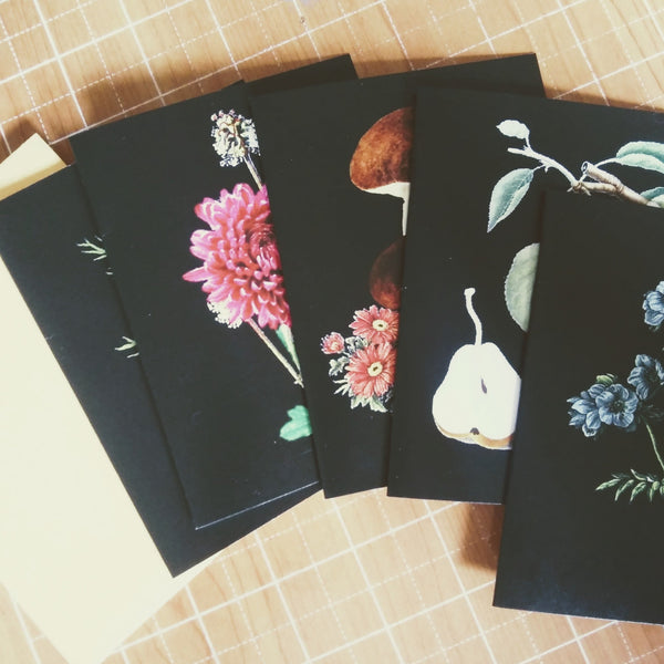 Botanical Notecards | Black Background