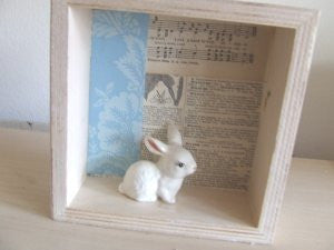 white rabbit shadowbox / assemblage